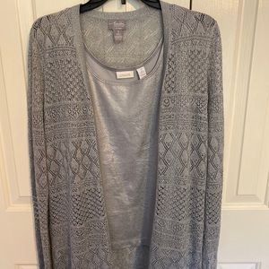 Chico’s shimmery silver CARDIGAN & tank set